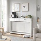 CONSOLE CACHE RADIATEUR OPELYA 130 CM AVEC DEUX TIROIRS COULEUR BLANC