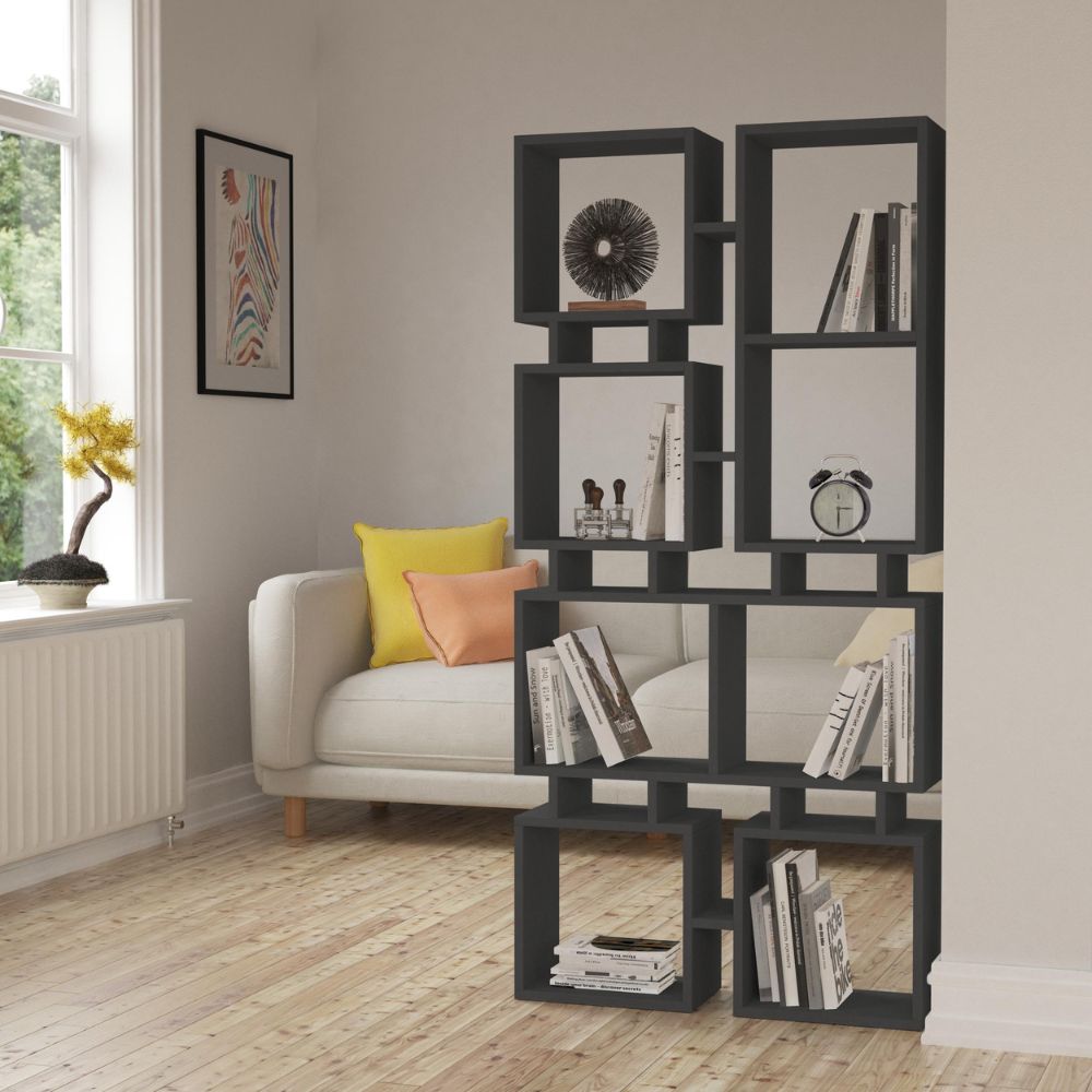 Libreria 79x166,5H cm bifacciale in legno colore antracite - Rail