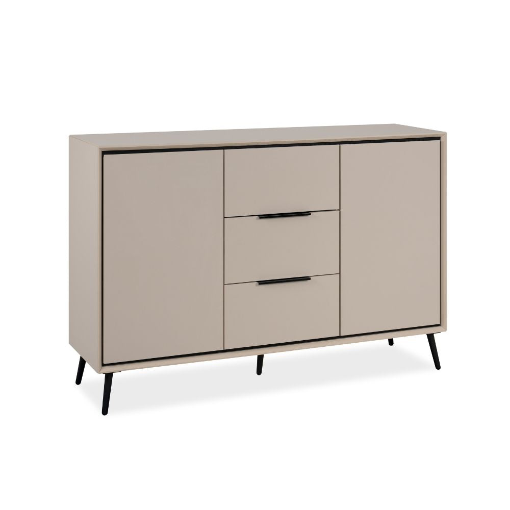 Madia con 2 ante e 3 cassetti colore sabbia e particolari neri 135x90H cm - Borgo