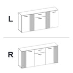 Madia con 5 ante, 1 cassetto e dettaglio listellato reversibile antracite e rovere evoque Esteban858