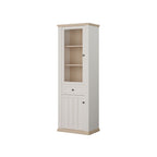 PNTV711-Q214 VITRINE IN WEISS UND EICHE MIT 2 TÜREN UND EINER SCHUBLADE