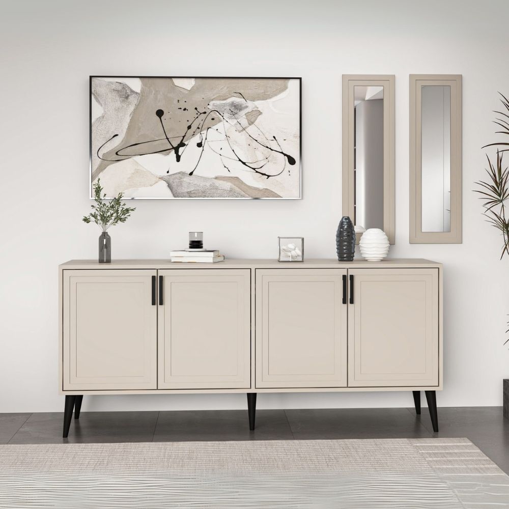 Madia 180x45x80H con due specchi a parete colore cashmere Prime