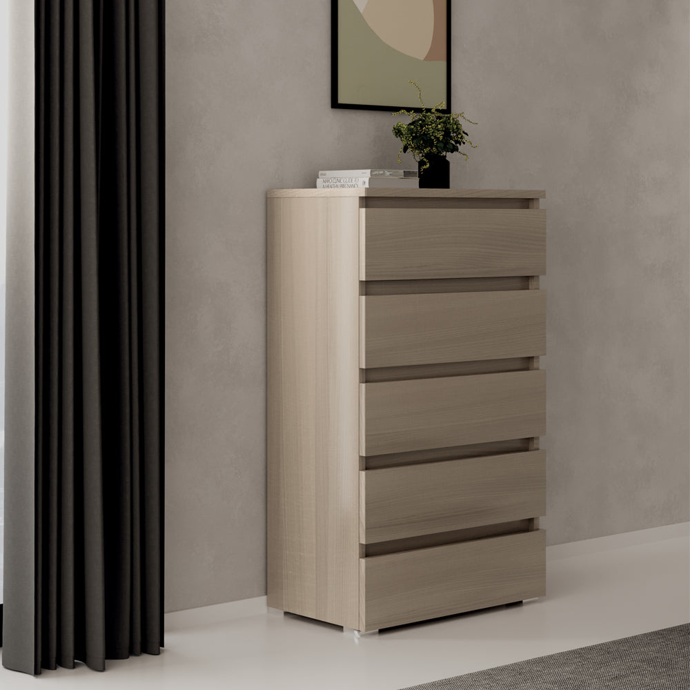 Commode à 5 tiroirs couleur orme 75x127H cm montée