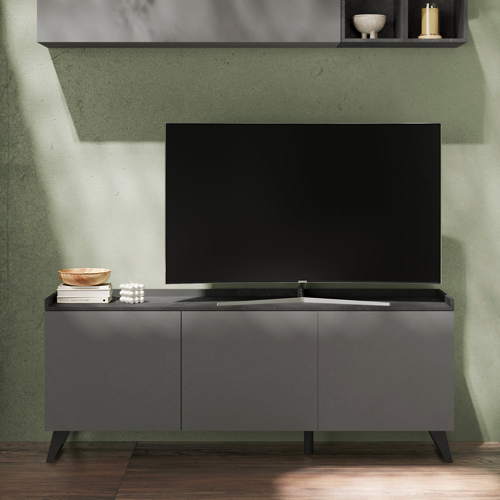 Mobile porta TV con 3 ante colore ardesia piombo 181x72H cm - Polan
