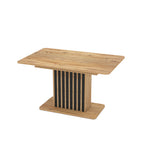 Tavolo allungabile rovere con allunga nera e struttura centrale con listelli 130x85x75H Kadi