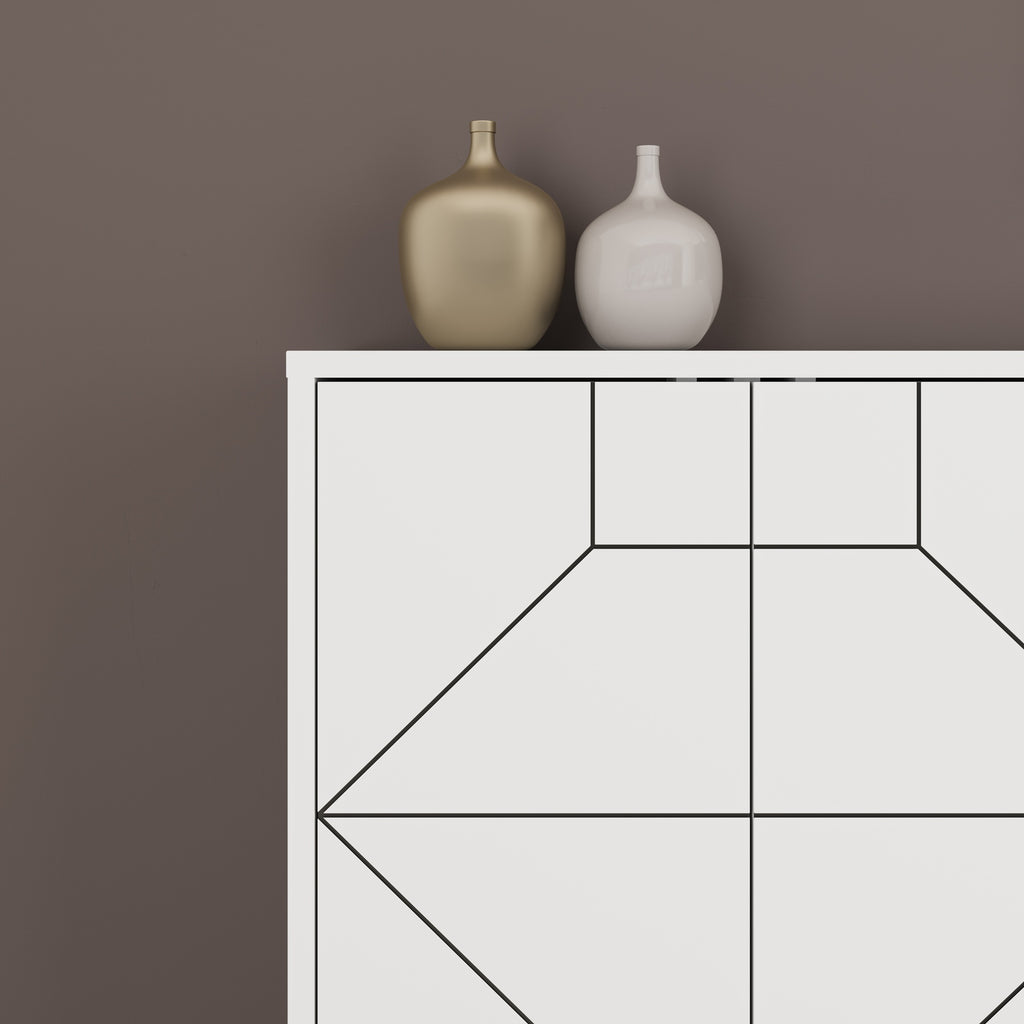Kommode mit Türen und geometrischem Design 184 cm Farbe Weiß - Dune
