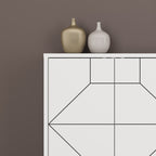 Kommode mit Türen und geometrischem Design 184 cm Farbe Weiß - Dune