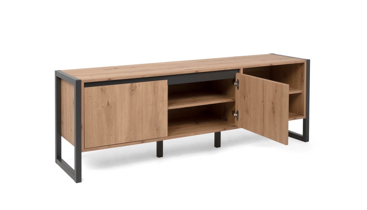 Mobile porta TV 160x55h cm colore quercia e antracite - Denver 54