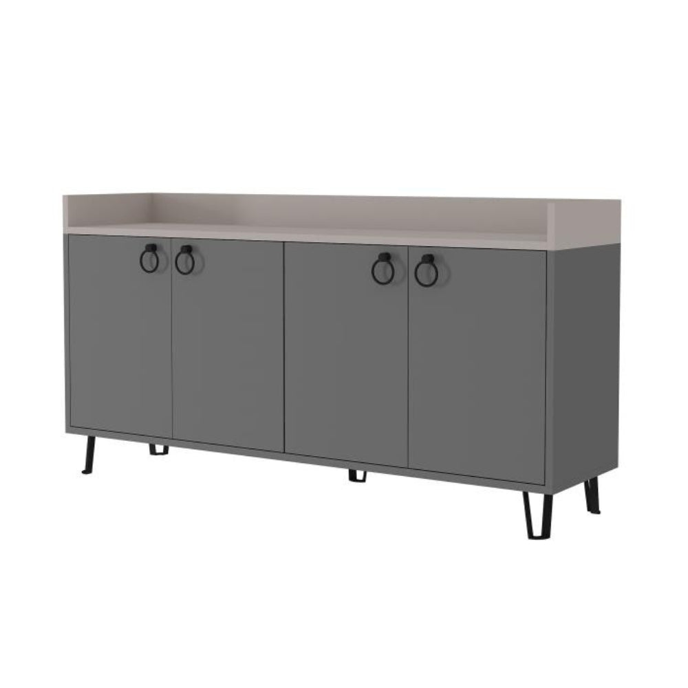 Sideboard 140 cm mit 4 Türen, anthrazit und taubengrau - Dea