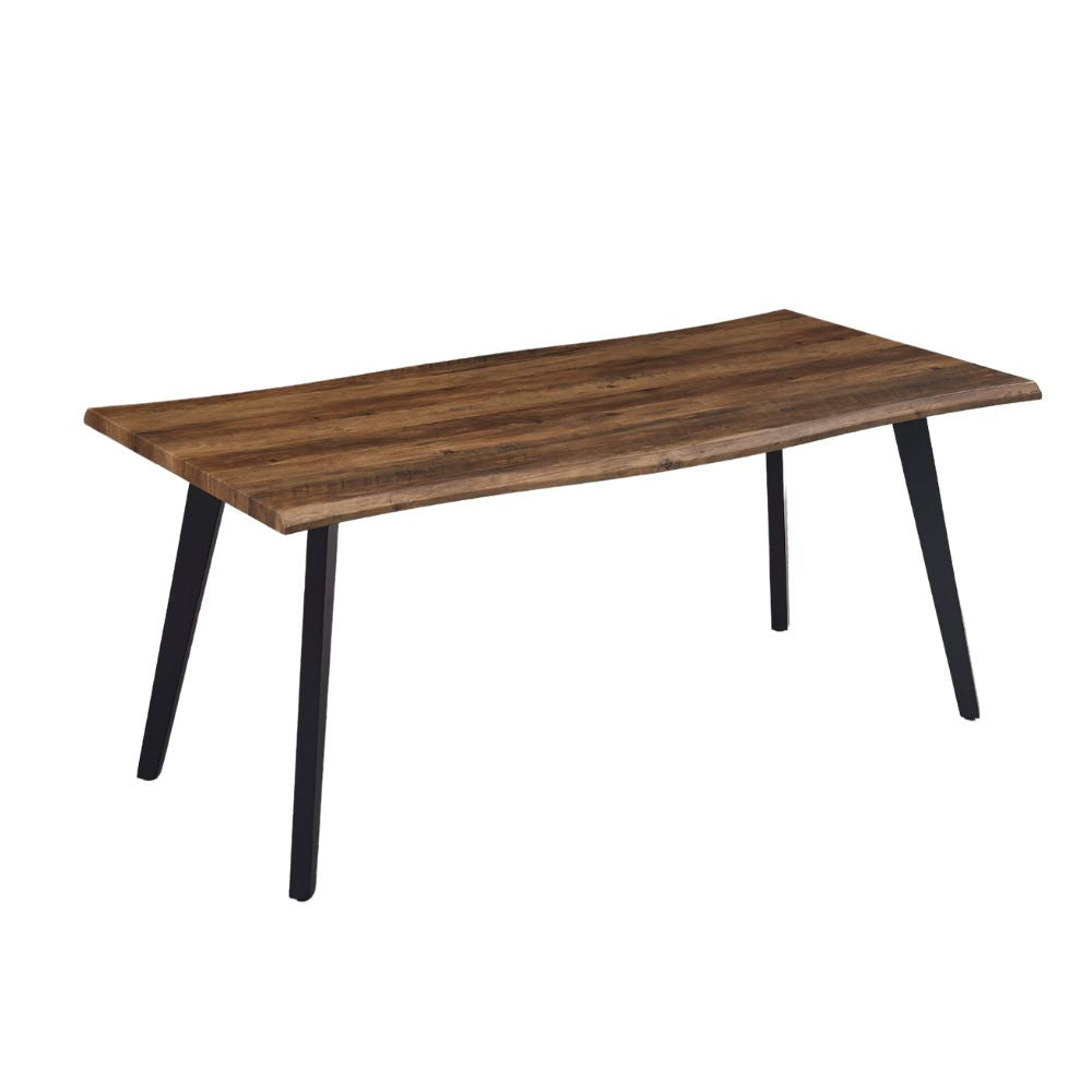 Tavolo fisso con piano effetto noce e gambe in metallo nero 180x90x76H Regatta