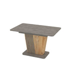 Tavolo allungabile con piano e base cemento e struttura portante in rovere con dettaglio listellare 120x75x75H Luna