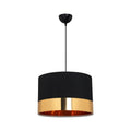 Lampada a sospensione 70h tessuto nero fascia oro Alfina