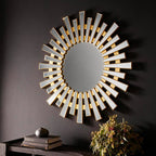 Specchio decorativo rotondo da parete 55x55 cm oro a raggiera MRTDYY20217GOLD