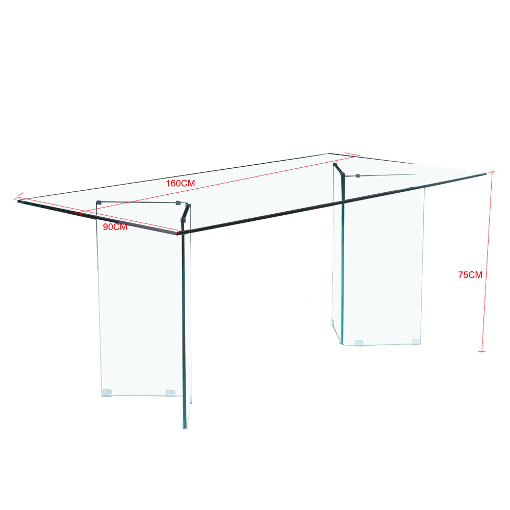 Table en verre transparent trempé 160x75H - Nespolo