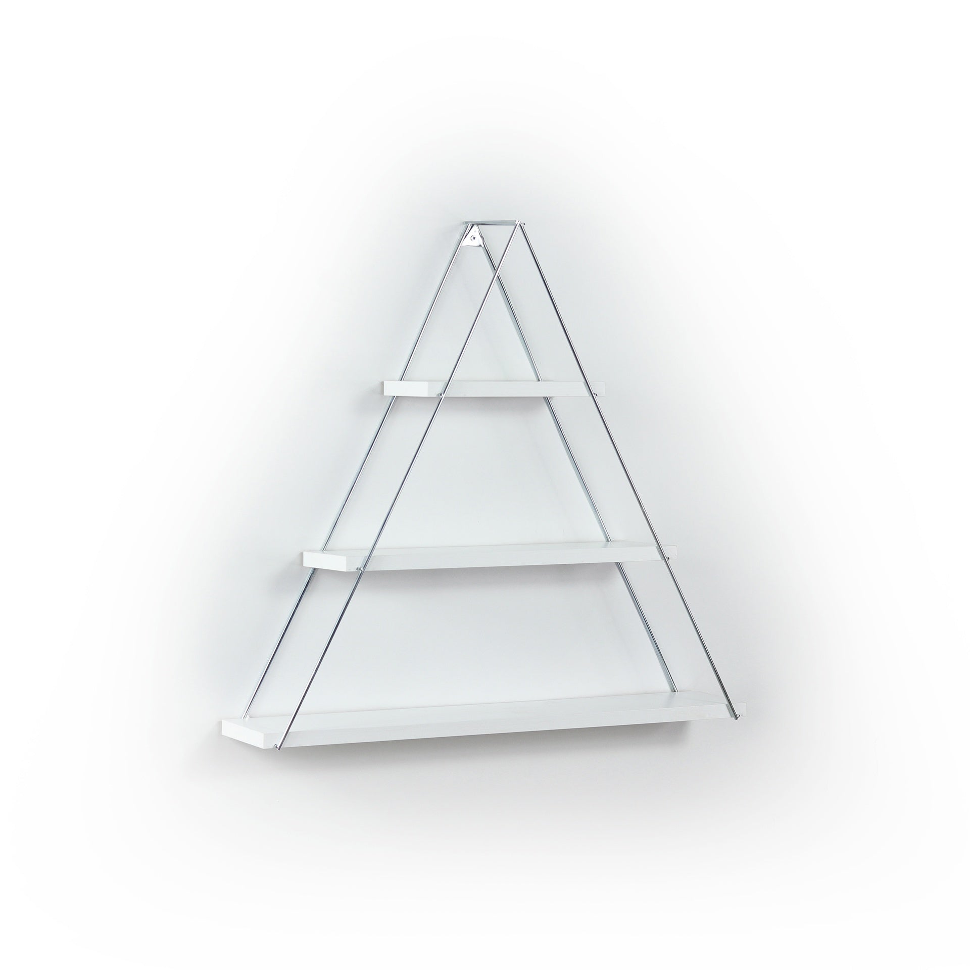 Mensola triangolare 74cm con tre ripiani in legno colore bianco - Moset