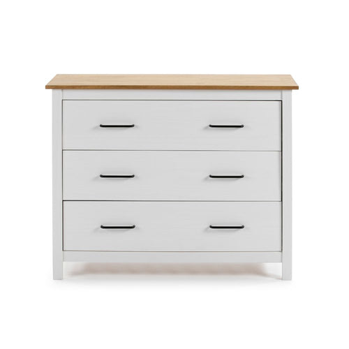 Comò in legno massiccio colore bianco e pino 100x40x80H cm - Miranda