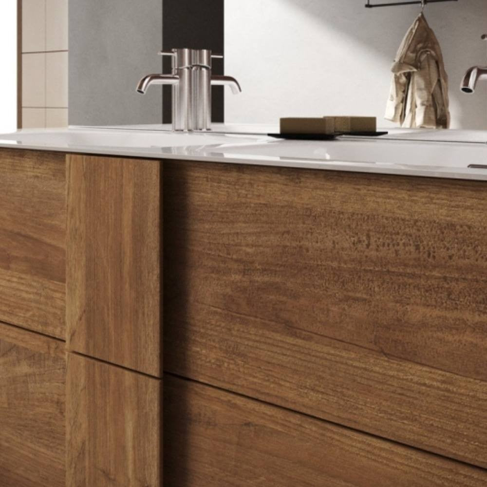 Badezimmermöbel mit Schubladen und Doppelwaschbecken Eiche Mercure 122 cm - Salemi