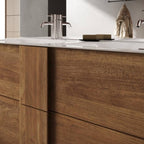 Badezimmermöbel mit Schubladen und Doppelwaschbecken Eiche Mercure 122 cm - Salemi