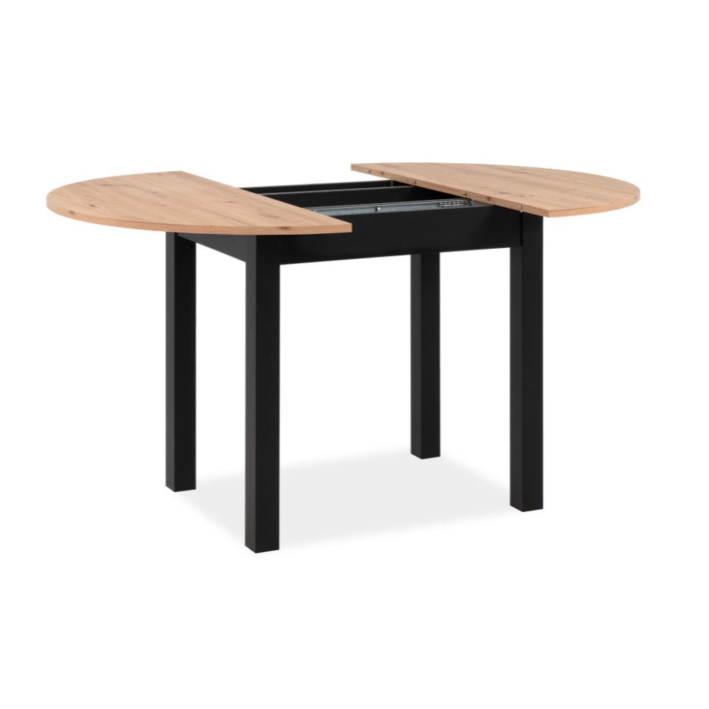Tavolo rotondo allungabile colore quercia e nero 100x76H cm - Circe