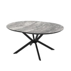 Tavolo rotondo allungabile piano effetto marmo nero arabesque lucido 126x126x76H Dobok