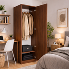 Schrank mit 1 Tür und Einlegeboden in Antiknussbaumfarbe 45x60x180H cm