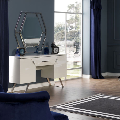 Chambre à coucher blanc brillant Rams armoire 2 portes coulissantes