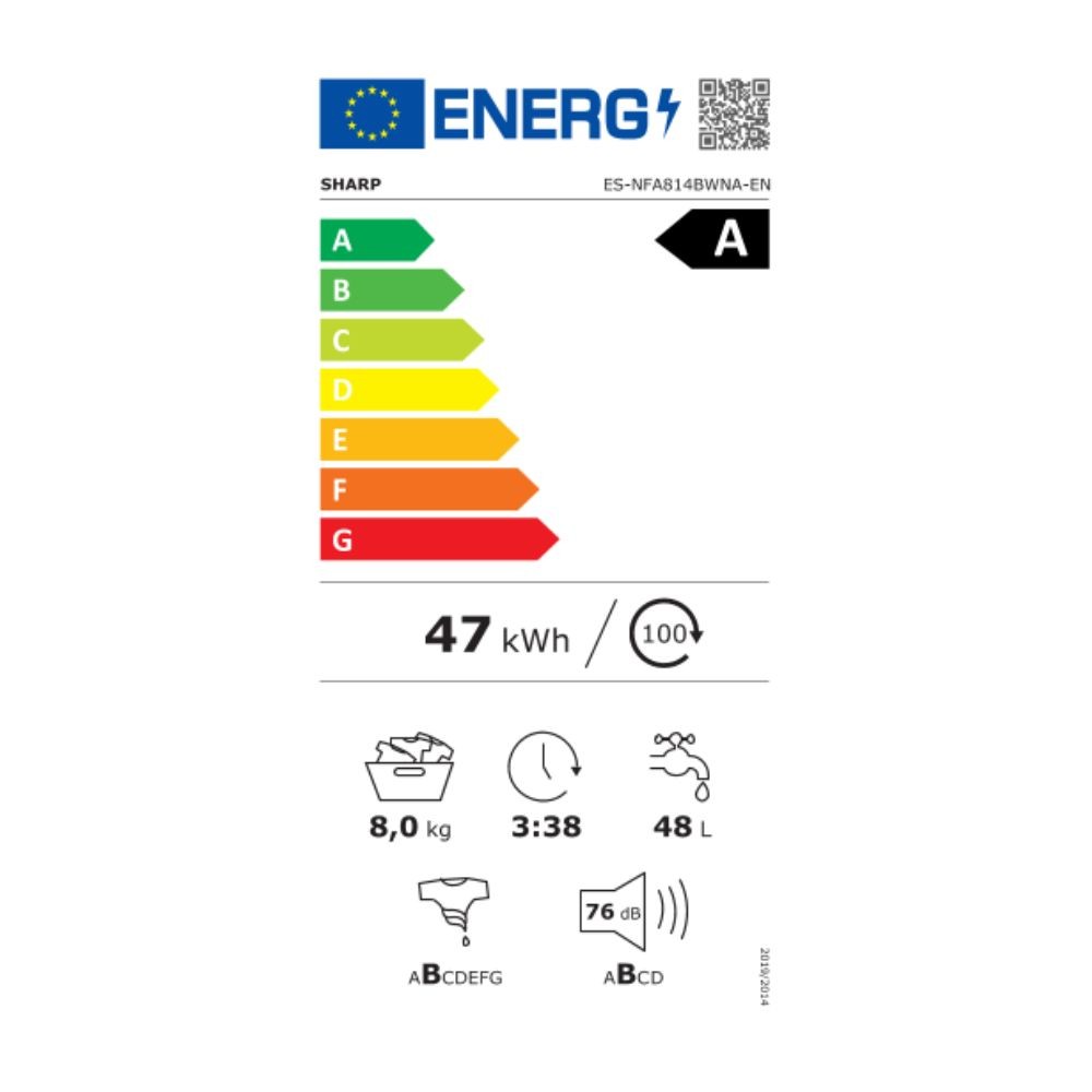 Lavatrice Sharp ES-NFA814BWNNA 8kg 1400 Inverter classe A