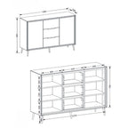 Madia con 2 ante e 3 cassetti colore bianco e particolari quercia 135x90H cm - Borgo