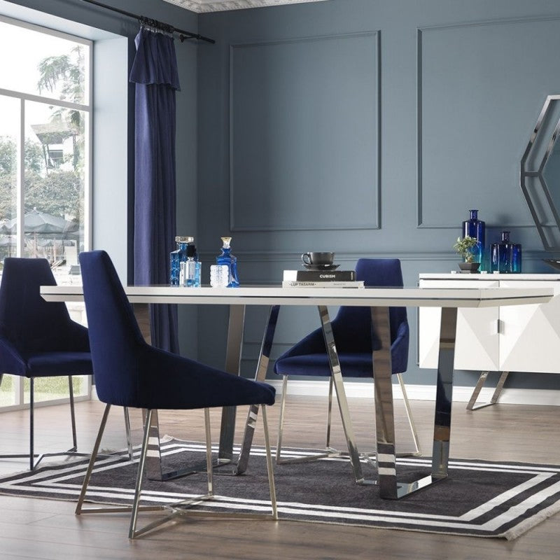 Tavolo moderno colore bianco laccato lucido 185x95 cm - Enzio