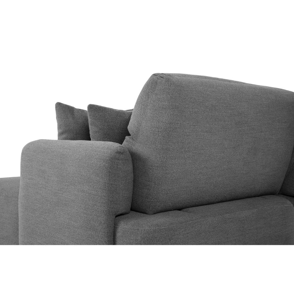 Canapé avec méridienne réversible et assise coulissante en tissu gris foncé 307 cm - Koda