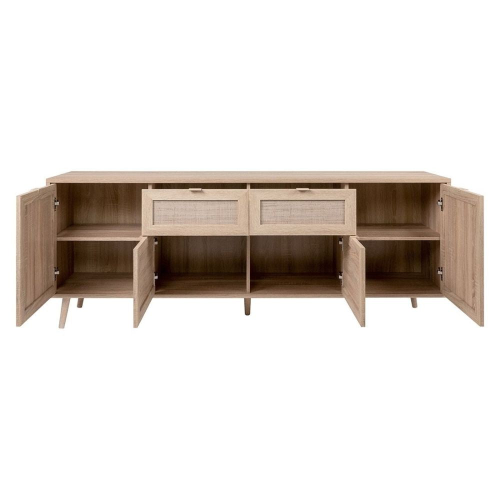Sideboard mit 4 Türen und 2 Schubladen 180x70h cm Farbe Rattanoptik - Bali 51B