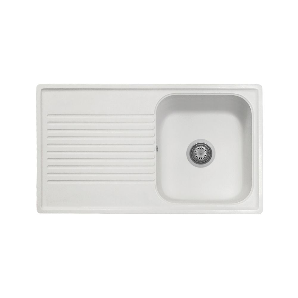 Lavello vasca singola reversibile con gocciolatoio 86x50 cm bianco Samet