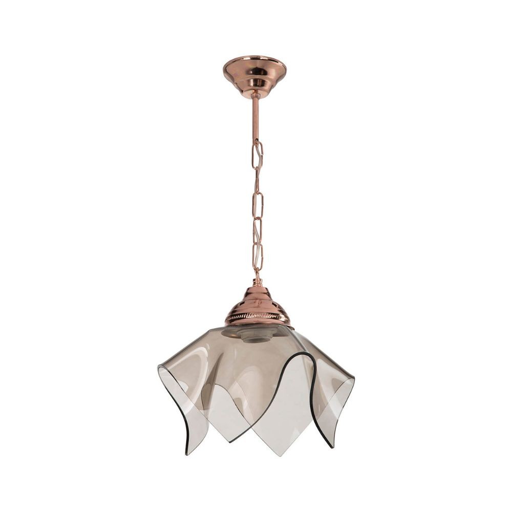 Suspension 54h en cuivre et verre fumé Volga