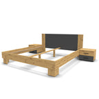 MERIA DOPPELBETT 180 CM MIT NACHTTISCHEN ANTHRAZIT/EICHE