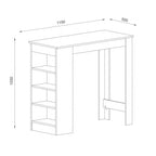 Tavolo snack alto bianco e rovere con 3 ripiani laterali 115x50x103H Kivo