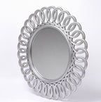Specchio decorativo rotondo da parete 60x60 cm con cornice ad anelli concatenati silver MR741