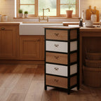 Kommode 40x90h aus Holz mit 5 Schubladen in Schwarz und Weiß - Industry