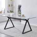 Tavolo da pranzo 180×90 cm in vetro temperato con gambe a cavalletto nere Skylar