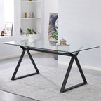 Tavolo da pranzo 180×90 cm in vetro temperato con gambe a cavalletto nere Skylar