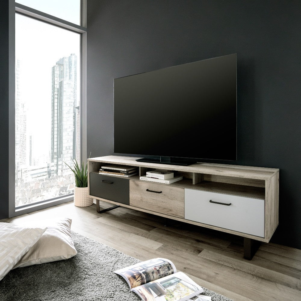 Mobile Porta TV 163 cm con ante a ribalta colore rovere e grigio - Orlando 5