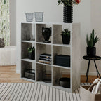 Libreria divisorio 107x107H cm in legno con 9 cubi colore beton - Max9