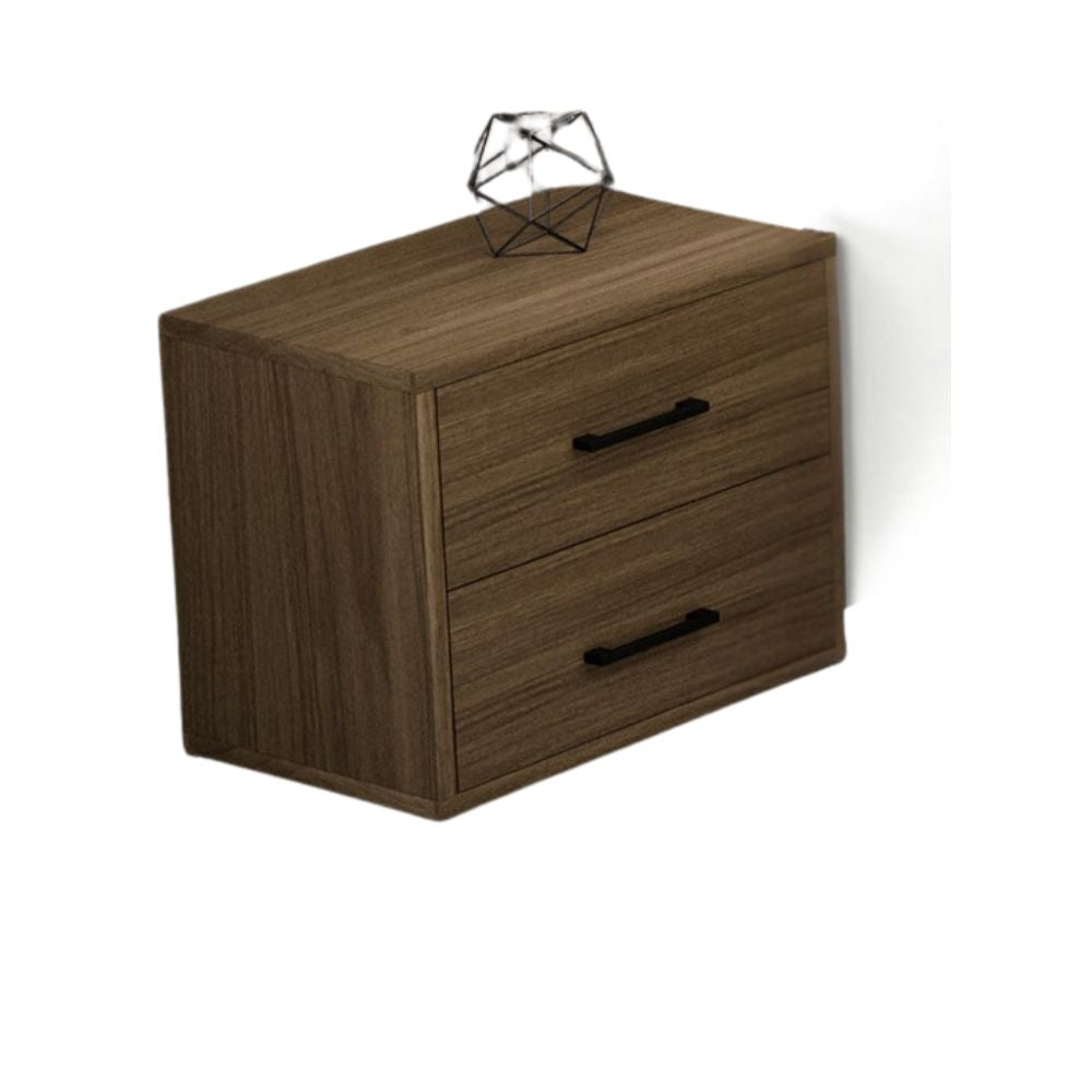 Comodino con 2 cassetti colore noce naturale 52x43H cm montato
