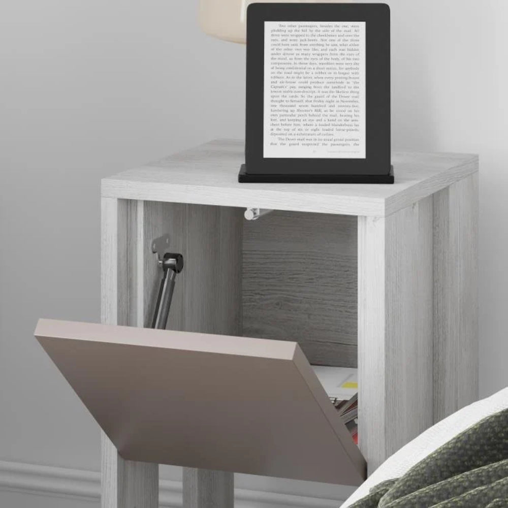 Comodino con anta ribalta 30x30x55h colore bianco Ema