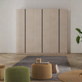 Armadio 6 ante battenti colore cashmere 275 cm con maniglie antracite Londra