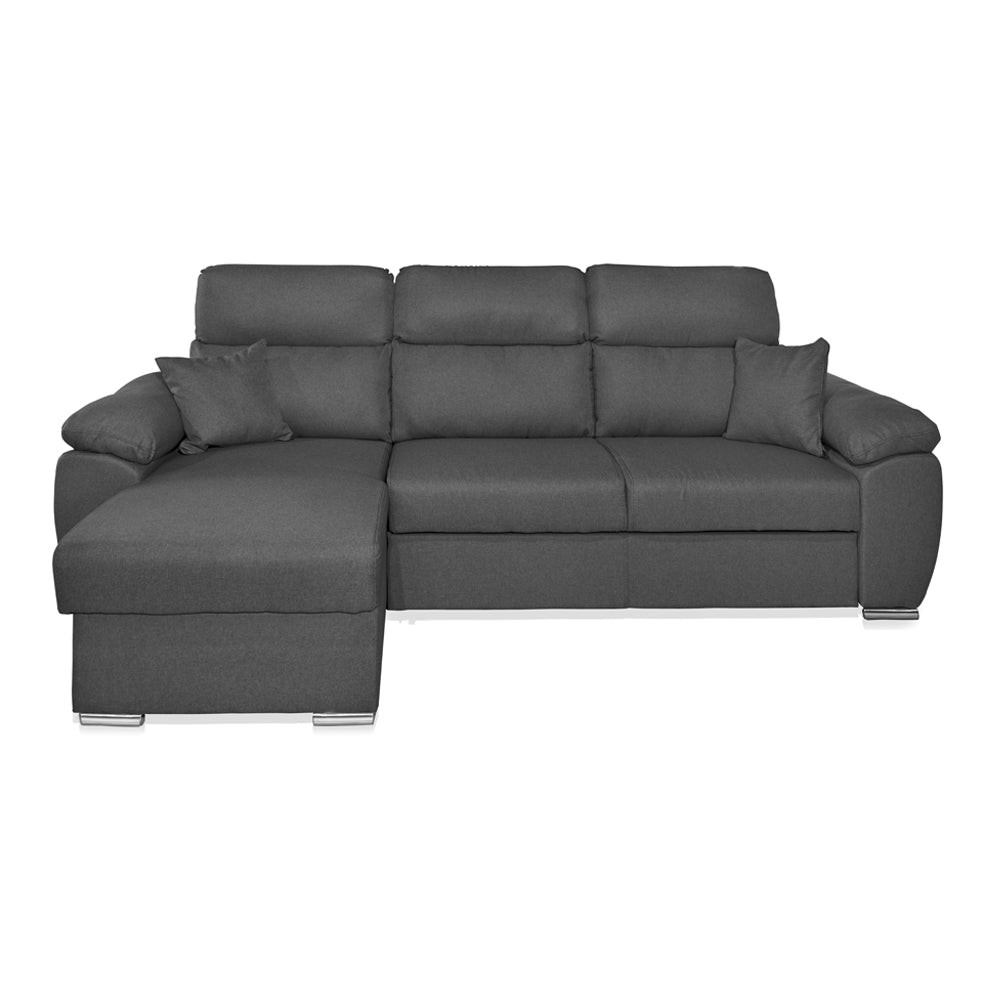 Divano con penisola contenitore rivestito in tessuto colore grigio - Como II