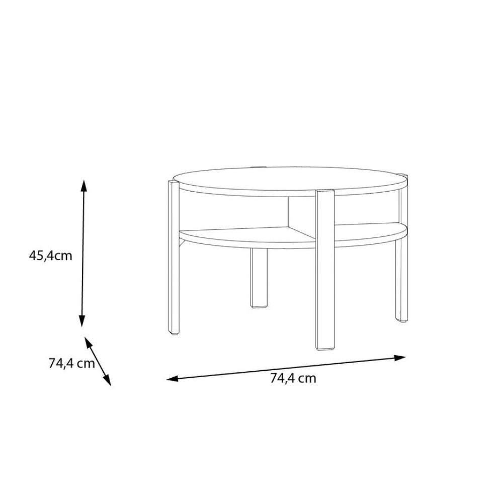 Tavolino da salotto rotondo 74 cm con ripiano inferiore colore cashmere Aura
