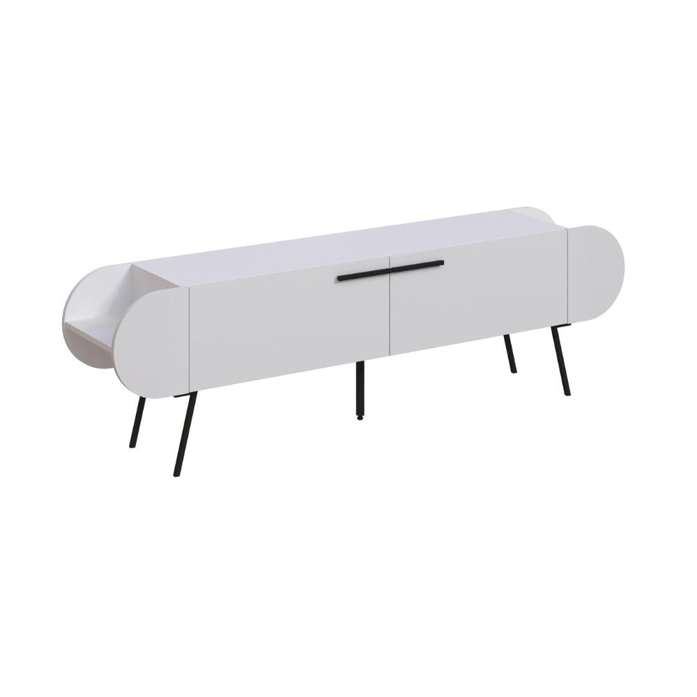 Mobile porta tv due ante a ribalta e ripiani laterali colore bianco 195 cm Capsule