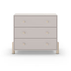 Cassettiera in legno massiccio con 3 cassetti beige e gambe in pino naturale 90x40x80H Enola