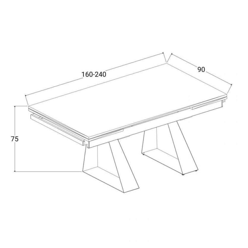 Tavolo allungabile Ariel piano in ceramica e struttura in metallo colore nero