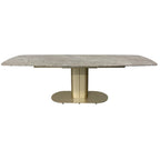 Tavolo allungabile Vesta con top in ceramica colore marrone atene lucido e gambe dorate